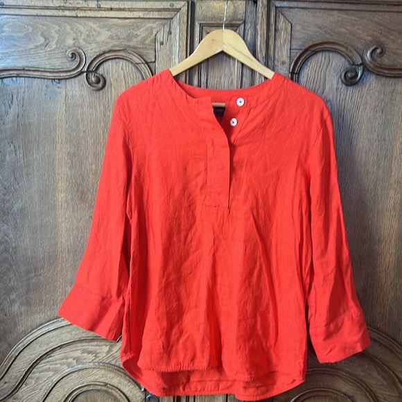 J.Crew 100% Linen Tunic Shirt in Brilliant Sunset - Picture 9 of 13